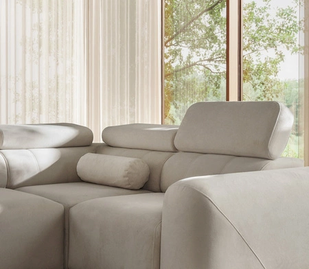 Cantare II Lux rohová pohovka s funkcí spaní šedý jasan pravý rohová pohovka se zvedací podnožkou měkká látka