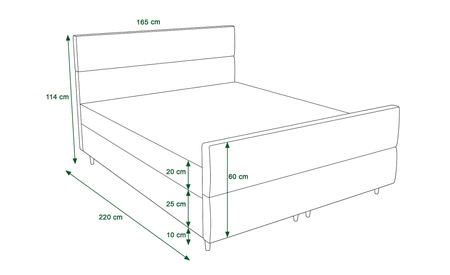 Černá kontinentální postel Benet 160x200 v moderním skandinávském stylu s výrazným čelem a nohou