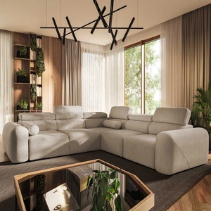 Rohová sedačka s funkcí spaní Cantare III béžová pravá strana pohodlná a stylová rohová sedačka do obývacího pokoje dva kontejnery na lůžkoviny