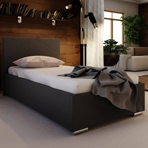 Černá čalouněná postel Hernani 90x200 s moderním čelem ideální do pokoje pro mladé nebo malé ložnice