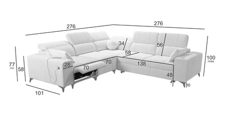 Rohová sedačka s funkcí spaní Penejos III Lux olivová levá pohodlná rohová sedačka do obývacího pokoje s výsuvnou podnožkou kontejner na ložní prádlo