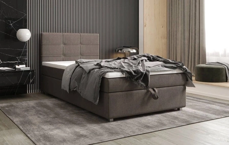 Kontinentální postel Fresno 120x200 světle hnědá v moderním skandinávském stylu s čalouněným čelem postele s úložným boxem