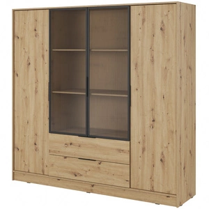 Šatní skříň Corse 206 cm dub artisan moderní designová šatní skříň se skleněnými předěly ideální pro šatní skříň do ložnice a kancelářskou skříň s policemi