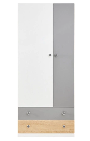 Sada nábytku Pixel dub biscuit / bílá / šedá ideální do dětského pokoje nebo pokoje pro mladé v módním stylu