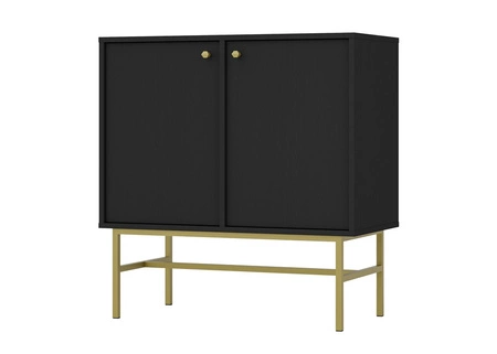 Komoda Kioto III 84 cm černá grafitová minimalistický design dokonalý návrh komody do ložnice nebo obývacího pokoje zlaté úchyty