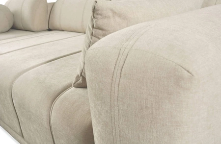 Rohová sedací souprava s funkcí spaní Cetara šedý jasan pravá strana stylový design pohodlné posuvné opěrky zad nastavitelné opěrky hlavy