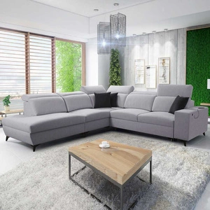 Kelly Sleek IX šedá jasanová levá rohová pohovka s funkcí spaní s pohodlnými područkami a nastavitelnými opěrkami hlavy