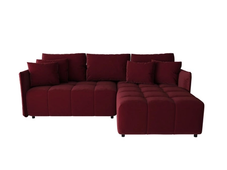 Rohová sedací souprava s funkcí spaní Oroso bordó pravá strana měkká sametová tkanina s hydrofobním potahem nádoba na lůžkoviny