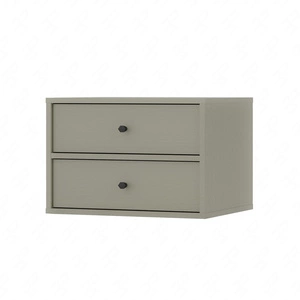 Závěsný noční stolek Kioto IV eukalyptus se zásuvkami ideální skříňka do ložnice s jemnou povrchovou úpravou kovové černé úchytky