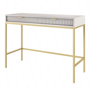 Konzola Lovro šedá se zásuvkami stylový a funkční nábytek do předsíně, obývacího pokoje nebo kanceláře, rám ve zlaté barvě