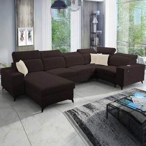 Kelly Sleek IV rohová rozkládací pohovka s funkcí spaní hnědá levá rohová rozkládací pohovka s koši na lůžkoviny tkaná látka