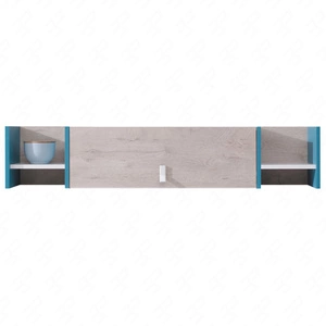 Závěsná police s dvířky Niko 125 cm bílá / dub / mramor moderní design nábytku vysoce kvalitní lemování police speciální dýhou