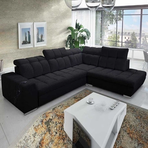 Rohová sedací souprava s funkcí spaní Luigi VII černá komfortní pravá rohová sedací souprava v moderním provedení