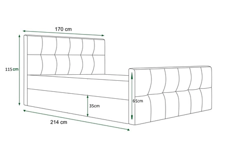 Čalouněná postel Viamao 160x200 šedá s kontejnerem v moderním skandinávském stylu s prošívaným čelem a nohou