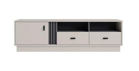 TV skříň Estan 155 cm béžová / antracitová moderní design nábytku kvalitní zpracování hrany knihovny zakončené speciální dýhou