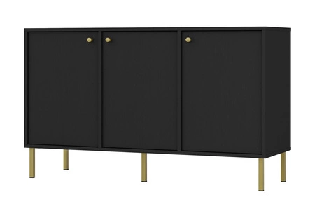 Kioto II 125 cm černá grafitová minimalistická forma ideální komoda do ložnice, obývacího pokoje nebo pokoje teenagera zlaté úchyty