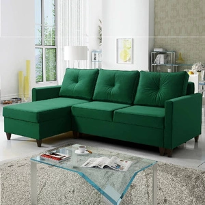 Rohová sedačka s funkcí spaní Terni bottle green levá praktická a funkční rohová sedačka s prostornými nádobami na lůžkoviny