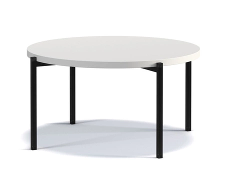 Kulatý konferenční stolek 84 cm Sampi bílý nadčasový a lehký design masivní kovová podnož ideální stolek do každého prostředí