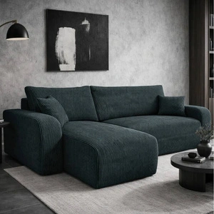 Rohová sedačka s funkcí spaní Fiesta šedá univerzální rohová sedačka do obývacího pokoje kontejner na lůžkoviny z manšestrové látky