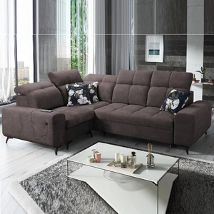 Rohová pohovka Buffalo II s funkcí spaní hnědý levý roh funkční a stylová rozkládací pohovka s nastavitelnými opěrkami hlavy