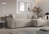 Rohová sedací souprava s funkcí spaní Brandon Bis krémová pravá strana měkká tkanina s charakteristickou smyčkovou povrchovou nádobou na lůžkoviny