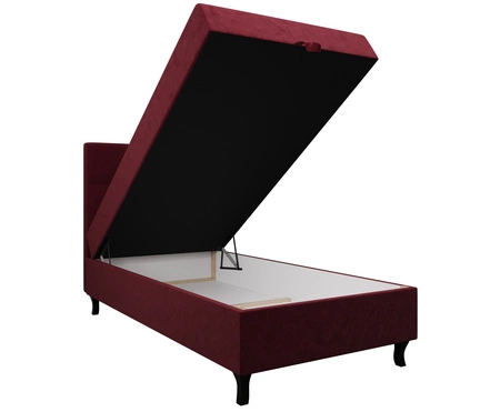 Vínová kontinentální postel Melba 100x200 v moderním skandinávském stylu s čalouněným čelem postele s úložným boxem