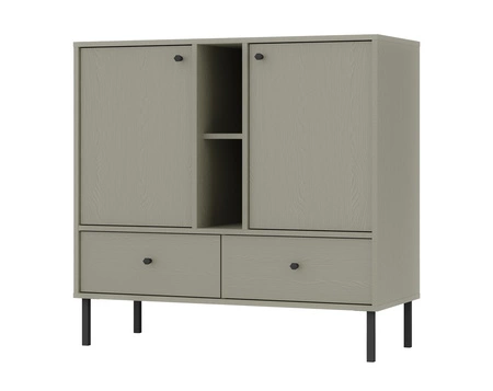 Zásuvková komoda Kioto II 100 cm eukalyptus moderní design kovové vysoké nohy černá originální design komoda