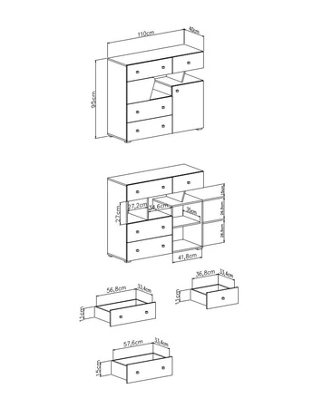 Sada nábytku Dzeta dub / antracit ideální do dětského pokoje nebo pokoje pro mladé v módním stylu