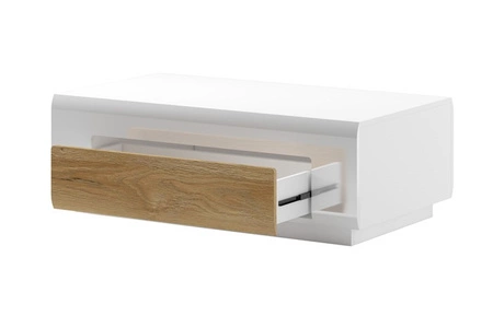 Konferenční stolek Toledo bílý / bílý lesk / san remo lehký konferenční stolek se zásuvkou do obývacího pokoje moderní a praktický