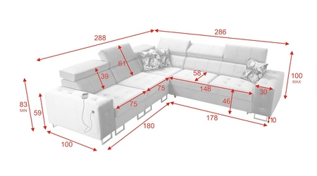 Rohová sedací souprava s funkcí spaní Hampton III quartz pink levá pohodlná rohová sedací souprava z hladké a měkké sametové tkaniny