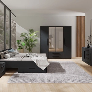 Ložnicová sestava Maxione černá elegantní a univerzální nábytek do ložnice vkusné černé úchytky kvalitní zpracování