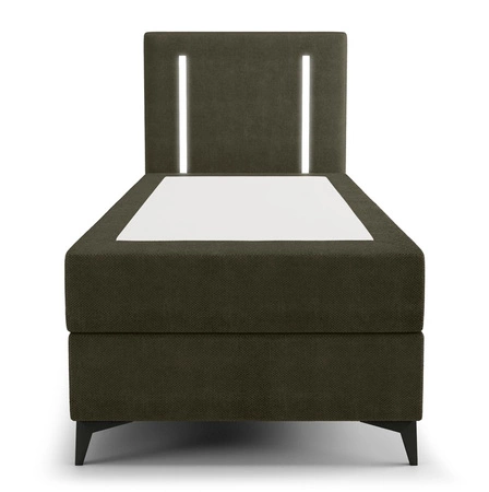 Kontinentální postel Norco 90x200 zelená stylová postel s úložným boxem osvětlení v čele postele dodává jedinečný nádech