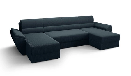 Rohová sedací souprava s funkcí spaní Fogu U II modrá pohodlná rohová sedací souprava s pohodlnými područkami zajímavý design kontejner na lůžkoviny