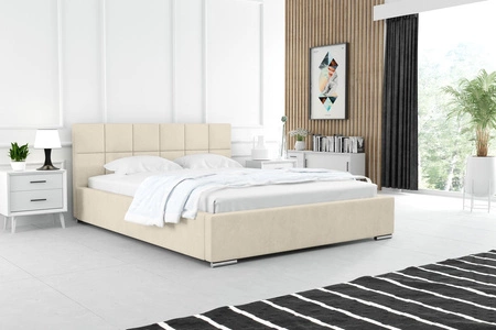 Čalouněná postel Costa 140x200 béžová stylová postel s úložným prostorem na lůžkoviny pohodlný podhlavník zaujme svým elegantním designem