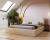 Čalouněná postel Belli 180x200 béžová stylová postel s úložným prostorem na lůžkoviny pohodlný podhlavník zaujme svým elegantním designem