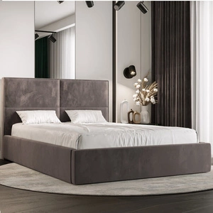 Čalouněná postel Aphrodite 180x200 se světle hnědým úložným boxem v moderním skandinávském stylu s pohodlným podhlavníkem