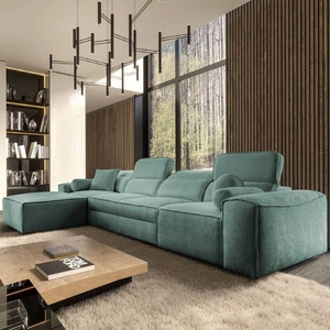 Rohová sedací souprava s funkcí spaní Viano XII patina levá stylová rohová sedací souprava zajímavého tvaru nastavitelné opěrky hlavy dekorativní polštáře