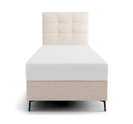 Kontinentální postel Irvine 90x200 béžová Stylová postel s úložným prostorem na lůžkoviny a vysokým čelem zaujme svým elegantním designem