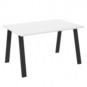 Stůl Malden 138x90 cm bílá / černá jednoduchá forma nábytku obohacená o stylové černé nohy v loftovém stylu odolné proti rozlití desky