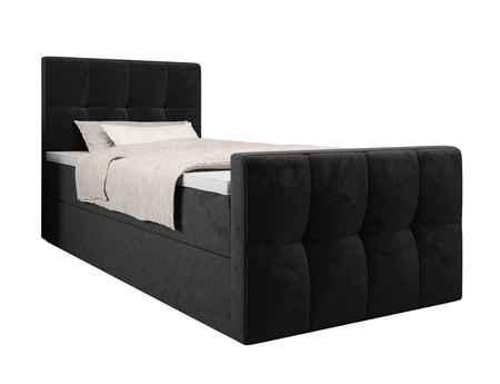 Kontinentální postel Manhattan 120x200 grafit v moderním skandinávském stylu s čalouněným čelem a nohou postele s úložným boxem