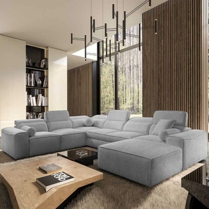 Rohová sedací souprava s funkcí spaní Viano VIII světle šedá pravá moderní rohová sedací souprava se zajímavým designem kontejnerů na lůžkoviny