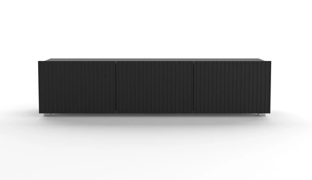 RTV skříňka Colder 150 cm černá s možností zavěšení stylové drážkované čelo elegantní forma nábytku v moderním stylu