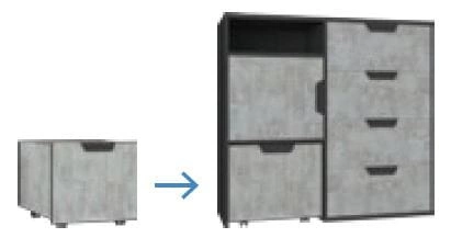 Komoda Nano 90 cm grafit / dub rivierafree použití a trvanlivost stylový a funkční doplněk do kanceláře a pokoje teenagera