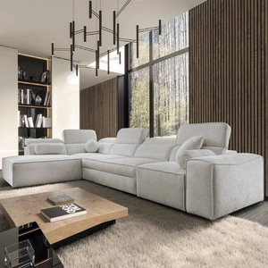 Rohová sedací souprava s funkcí spaní Viano XI šedý jasan levá trendy a stylová rohová sedací souprava s nastavitelnými opěrkami hlavy dekorativními polštáři