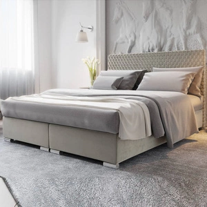 Béžová kontinentální postel Fargo 180x200 v moderním skandinávském stylu s výrazným čelem