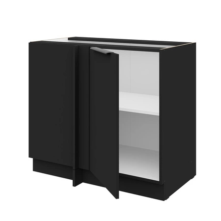 Rohová kuchyňská linka černá 105 ND 1F BB levá kovová hrana úchytky skříňka odolná proti vlhkosti a poškození