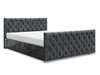 Čalouněná postel Viamao 160x200 v grafitové barvě s úložným boxem v moderním skandinávském stylu s prošívaným čelem a nohama