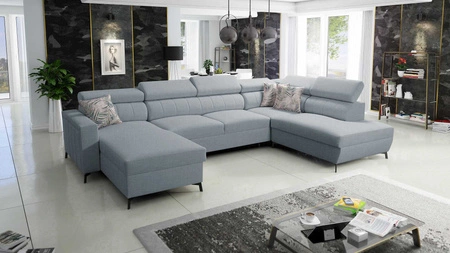 Rohová sedací souprava s funkcí spaní Savona VI arctic blue levá elegantní a pohodlná rohová sedací souprava do obývacího pokoje s kontejnery na lůžkoviny