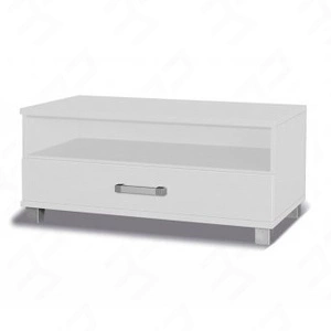 RTV skříňka Maximus 100 cm bílá se zásuvkou moderní design hrany lemované speciální dýhou ABS zásuvka na válečkových pojezdech