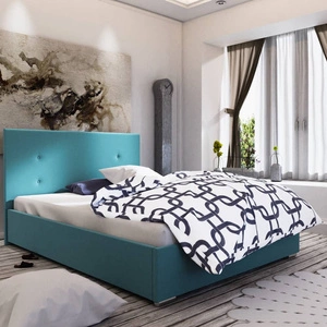 Modrá čalouněná postel Reus 160x200 s moderním čelem ideální do ložnice